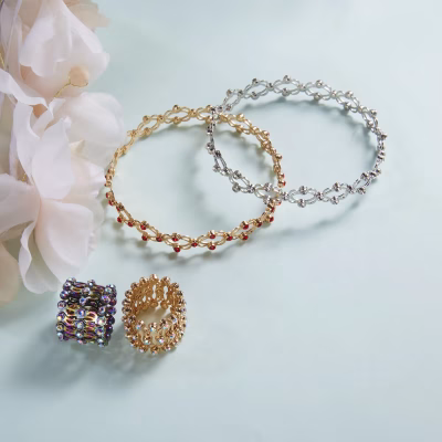 New Design 2 in 1 Magic Retractable Ring Bracelet for Women Colourful Zircon Stretchable Twist Folding Rings Bracelets Jewelry