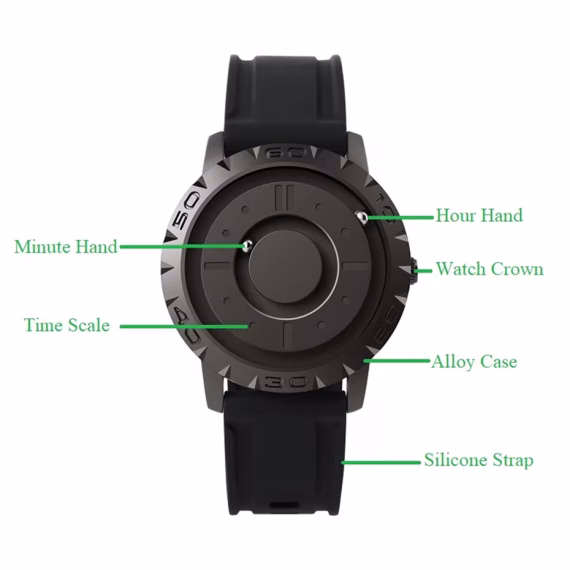 Fashion Eutour original brand new magnetic ball quartz watch blind touch men's watch fashion rubber strap erkek kol saati 2020 - Image 3
