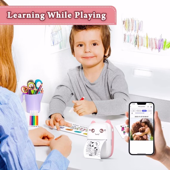 Mini Sticker Printer Portable Thermal Printer Bluetooth Inkless Smart Printer Compatible with iOS & Android - Image 3